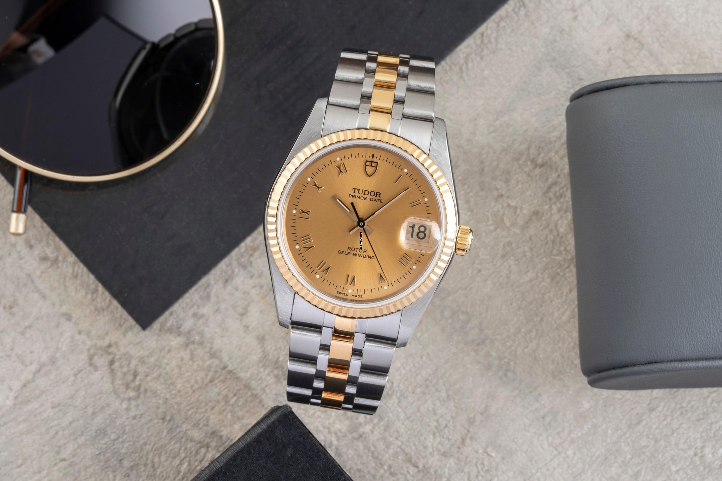 Tudor Prince Date Stahl / Gold Automatik Ref. 74033 Papiere 2009