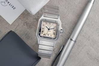 Thumbnail von Cartier Santos Edelstahl Silver Dial Quarz Herrenuhr Ref. W20025D6 Klassiker