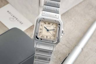 Thumbnail von Cartier Santos Paslanmaz Çelik Gümüş Kadran Quartz Erkek Saat Ref. W20025D6 Klasik