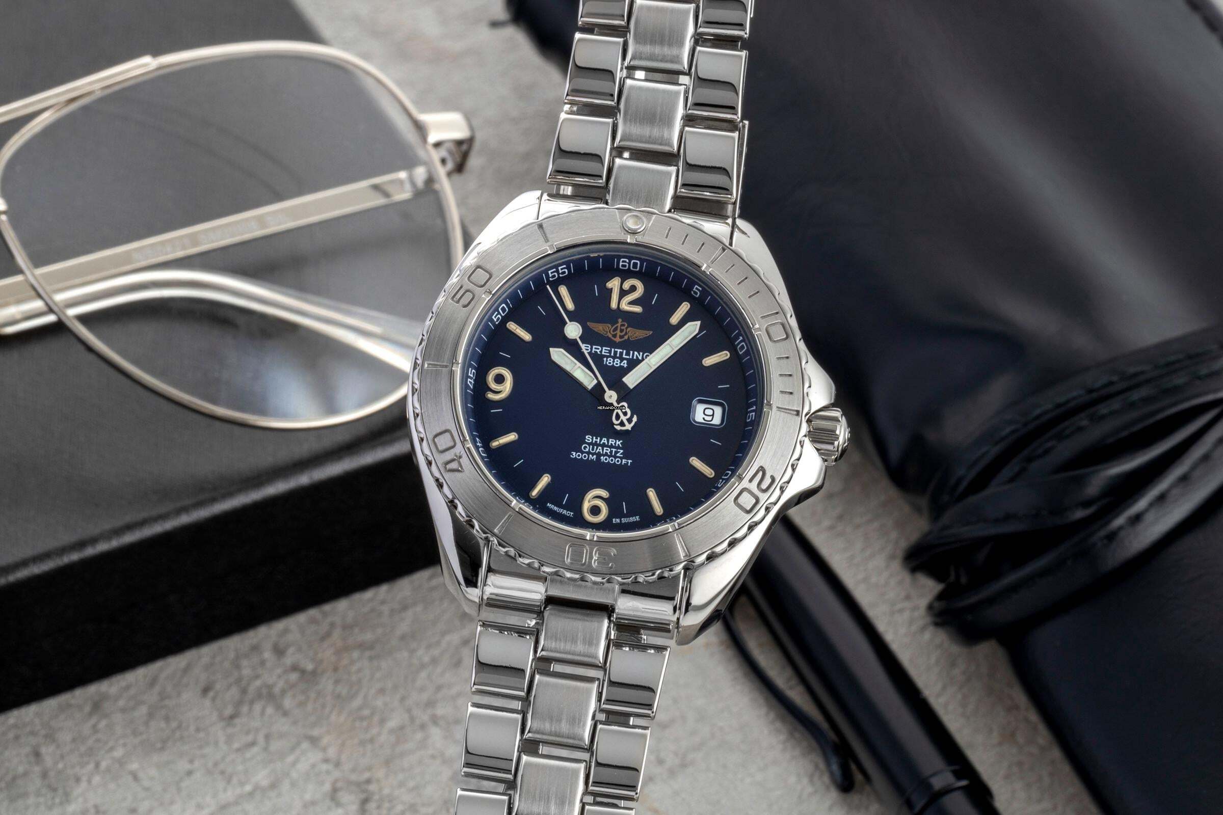 Breitling Shark 300m Quarz Herrenuhr Edelstahl Ref. A58605