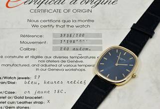Thumbnail von Patek Philippe Ellipse d'Or 3738 | Deutsches Zertifikat 1993 | blauer Zifferblatt | Gelbgold