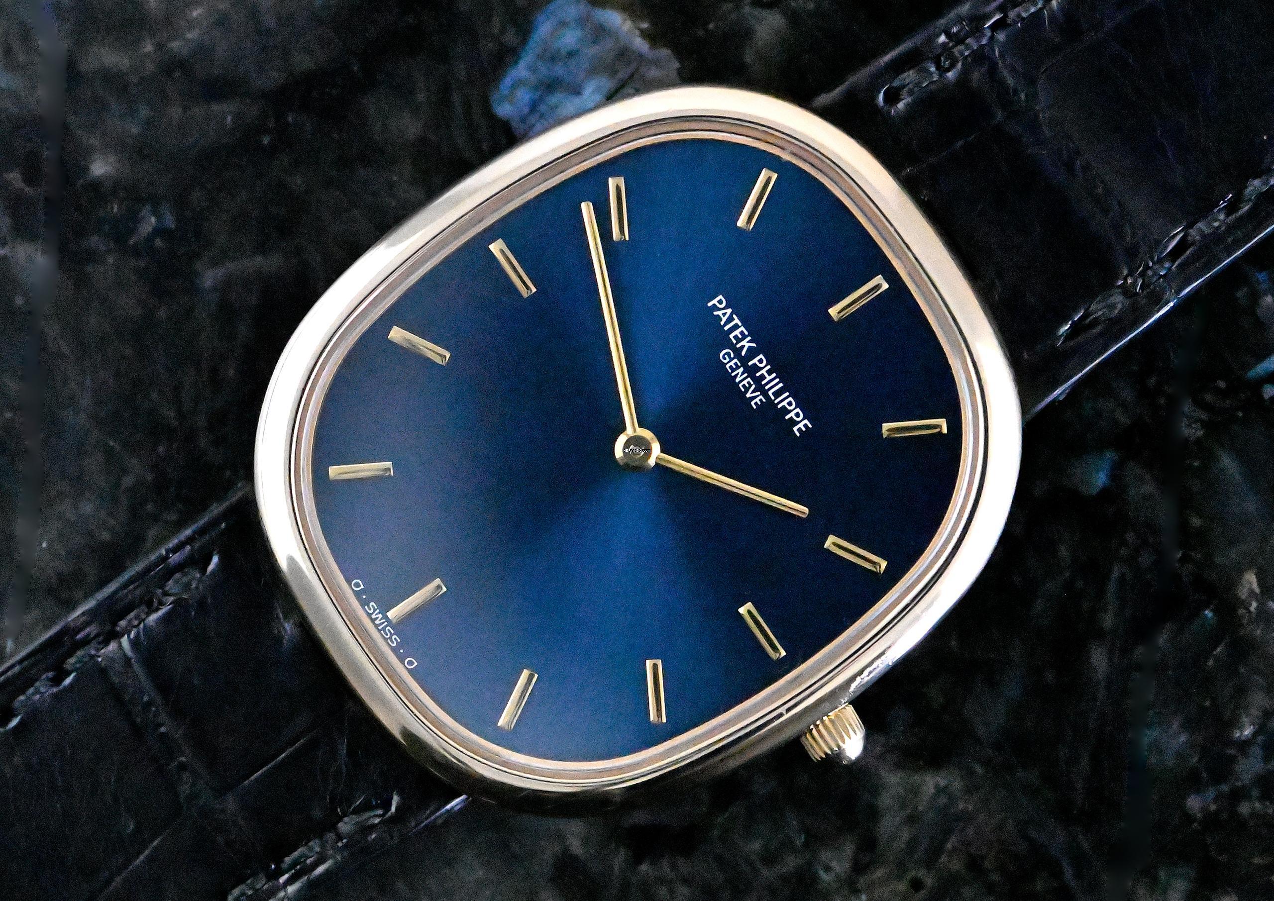 Patek Philippe Ellipse d'Or 3738 | Deutsches Zertifikat 1993 | blauer Zifferblatt | Gelbgold