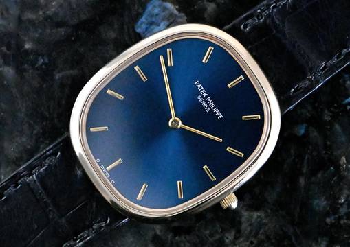 Patek Philippe Ellipse d'Or 3738 | German Certificate 1993 | blue dial | yellow gold