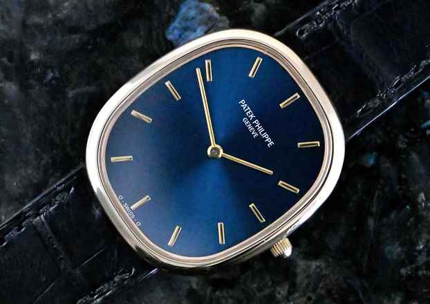Patek Philippe Ellipse d'Or 3738 | Deutsches Zertifikat 1993 | blauer Zifferblatt | Gelbgold
