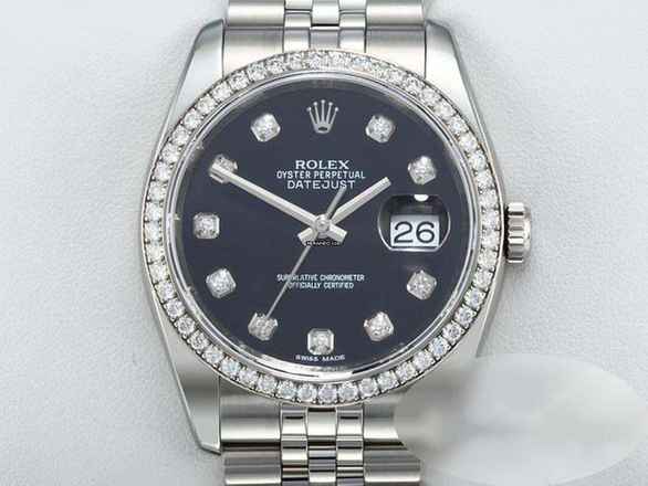  Rolex Datejust 36 36mm 116244 2011 Stahl Weissgold 750 Diamanten Automatik Stainless Steel 18kt White Gold Jubilé-band Chronometer Oyster Black Dial 