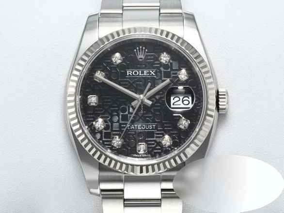  Rolex Datejust 36 36mm 116234 2010 Stahl Weissgold 750 Diamanten Automatik Stainless Steel 18kt White Gold Oyster-band Chronometer Black Dial 