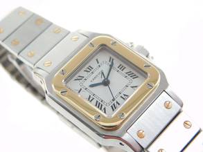 Thumbnail von Cartier Santos Automatik Damenuhr Stahl Gold im Top Zustand strammes Band