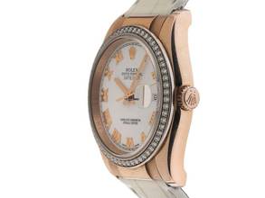 Thumbnail von Rolex Datejust 36 Ref.116185BBR 2013 LC 100 Full Set sehr gut Vintage Datejust 18kt Roségold Everose Diamanten Krokoleder Faltschließe