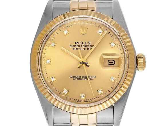  Rolex Datejust 36 Diamanten Ref.16013 1986 Box&Beschreibung sehr gut Vintage Datejust Diamanten open 6/9 