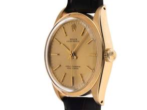 Thumbnail von Rolex Oyster Perpetual 34 18kt Gelbgold Ref.1002 1977 original Box sehr gut Vintage Oyster Perpetual 18kt Gelbgold Krokoleder