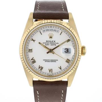 Rolex Day-Date 36 Yellow Gold White Roman Dial