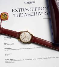 Thumbnail von Longines AMAZING LIKE NEW NOS 18K GOLD FANCY CASED FROM 1948 EXTRACT RARE VINTAGE FULL SET