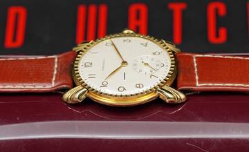 Thumbnail von Longines AMAZING LIKE NEW NOS 18K GOLD FANCY CASED FROM 1948 EXTRACT RARE VINTAGE FULL SET