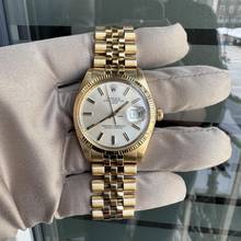 Thumbnail von Rolex Oyster Perpetual Date 1503/8 Soleil silver dial yellow gold 18KT Full Set TOP Condition