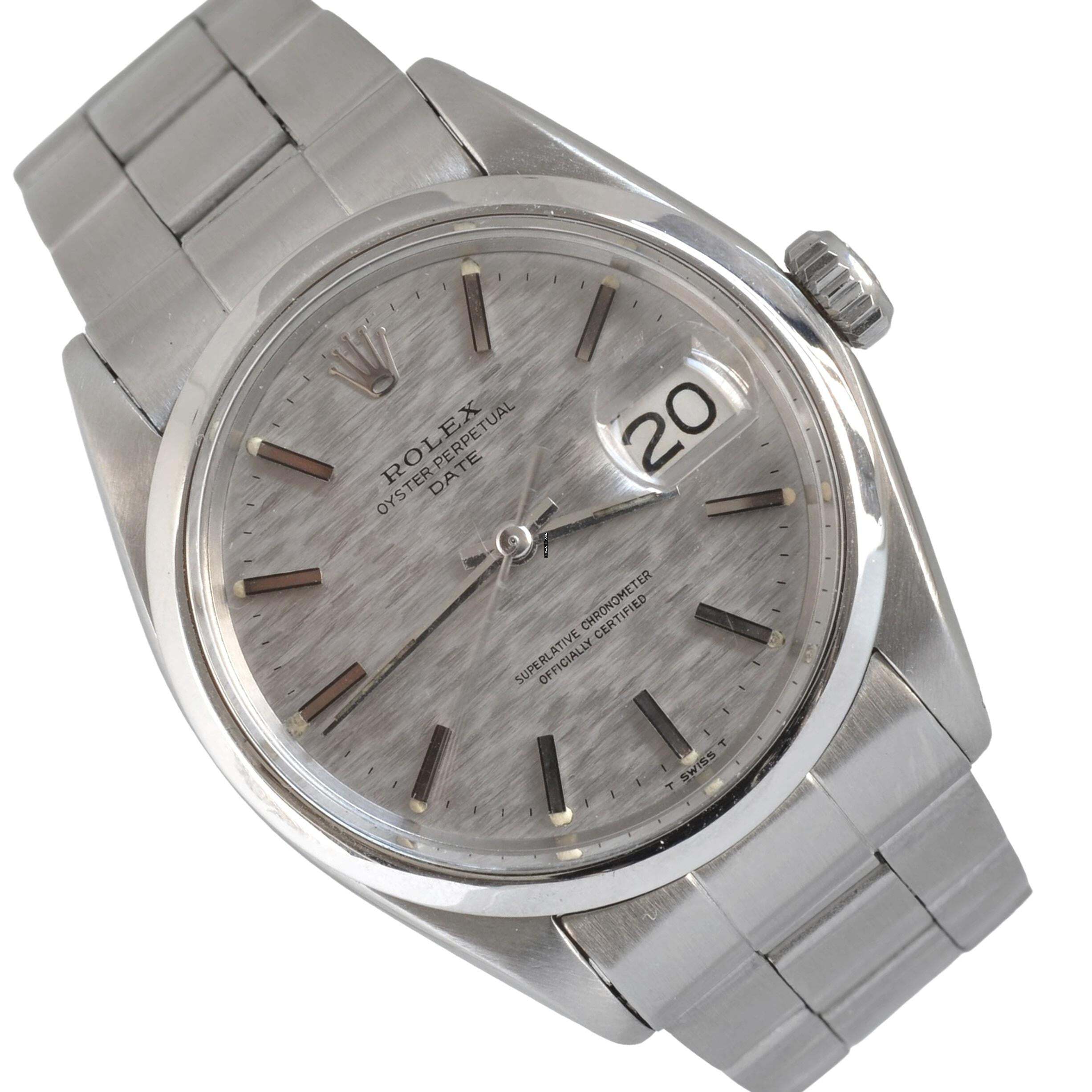 Rolex Oyster Perpetual Date 1500 Mozaik gümüş kadran 1971 Tam Set