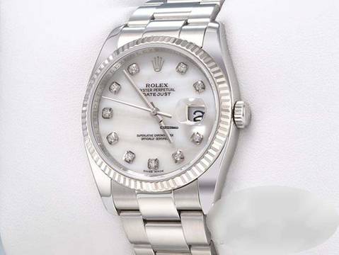  Rolex Datejust 36 36mm 116234 Stahl Weissgold 750 Cacholong Diamanten Automatik Stainless Steel 18kt White Gold Oyster-band Chronometer 