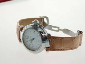 Thumbnail von Cartier Pasha C Automatik 35 mm Herrenuhr mit Krokoband und Faltschließe im Top Zustand