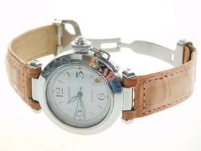 Thumbnail von Cartier Pasha C Automatik 35 mm Herrenuhr mit Krokoband und Faltschließe im Top Zustand