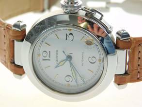 Thumbnail von Cartier Pasha C Automatik 35 mm Herrenuhr mit Krokoband und Faltschließe im Top Zustand