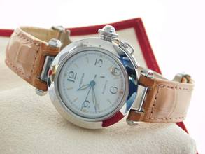 Thumbnail von Cartier Pasha C Automatik 35 mm Herrenuhr mit Krokoband und Faltschließe im Top Zustand