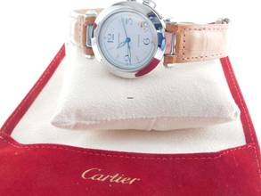 Thumbnail von Cartier Pasha C Automatik 35 mm Herrenuhr mit Krokoband und Faltschließe im Top Zustand