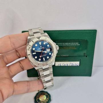 Rolex Yacht-Master 40 40mm Platina & Aço Blue Dial Automático Completo