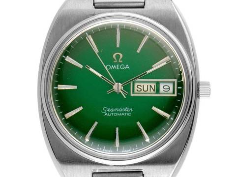 Omega Seamaster Automatic Day-Date Ref.166.0213.1 1977 original Box sehr gut Vintage Seamaster Day-Date Automatic Green Dial