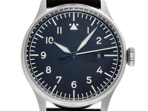 Laco Fliegeruhr Stuttgart Pro Stahl Automatik Armband Leder 43mm Ref.862141_686 Box&Pap. Full Set Neu Fliegeruhr Stuttgart Pro