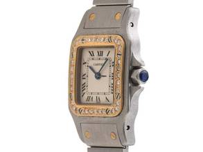 Thumbnail von Cartier Santos Galbée Lady PM kleines Modell Ref.1057930 1995 Box&Beschreibung sehr gut Vintage Santos Galbee Lady PM kleines Modell Diamanten