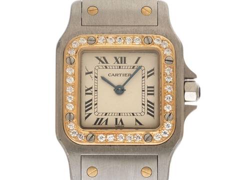Cartier Santos Galbée Lady PM kleines Modell Ref.1057930 1995 Box&Beschreibung sehr gut Vintage Santos Galbee Lady PM kleines Modell Diamanten