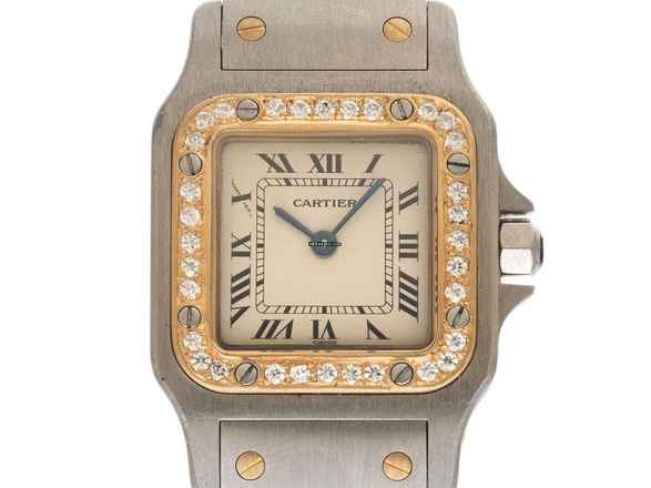  Cartier Santos Galbée Lady PM kleines Modell Ref.1057930 1995 Box&Beschreibung sehr gut Vintage Santos Galbee Lady PM kleines Modell Diamanten 