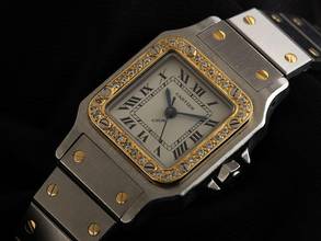 Thumbnail von Cartier Santos Galbée PM kleines Modell Ref.1170902 1996 Box&Beschreibung sehr gut Vintage Santos Galbee Lady PM kleines Modell Diamanten