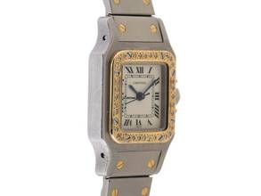 Thumbnail von Cartier Santos Galbée PM kleines Modell Ref.1170902 1996 Box&Beschreibung sehr gut Vintage Santos Galbee Lady PM kleines Modell Diamanten