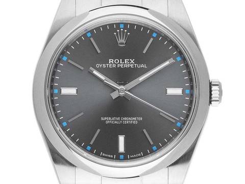Rolex Oyster Perpetual 39 Grey Ref.114300 2018 Full Set wie Neu Vintage Oyster Perpetual Rhodium