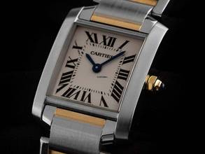 Thumbnail von Cartier Tank Française PM kleines Modell Ref.2384 2003 original Box sehr gut Vintage Tank Francaise PM kleines Modell