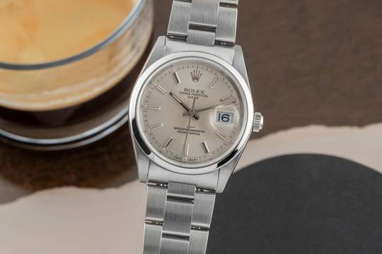  Rolex Oyster Perpetual Date 34 Silver Dial Oyster Stahl Automatik Herrenuhr Ref. 15200 T-Serie 