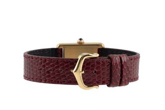 Thumbnail von Cartier Tank Vermeil Silber vergoldet Rare Brown Spiderweb Dial Handaufzug