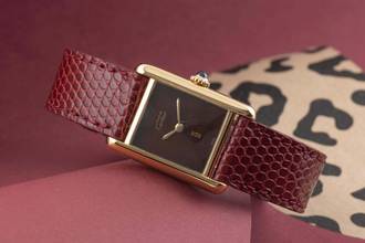 Thumbnail von Cartier Tank Vermeil Silber vergoldet Rare Brown Spiderweb Dial Handaufzug