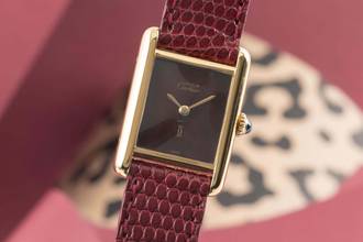 Thumbnail von Cartier Tank Vermeil Silber vergoldet Rare Brown Spiderweb Dial Handaufzug