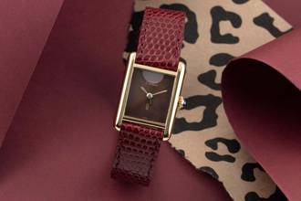 Thumbnail von Cartier Tank Vermeil Silber vergoldet Rare Brown Spiderweb Dial Handaufzug