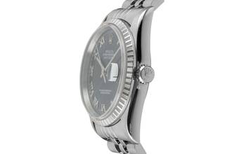 Thumbnail von Rolex Datejust 36 Blue Roman Dial Oyster Stahl Automatik Herrenuhr Ref 16220 B&P