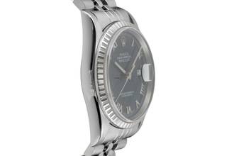 Thumbnail von Rolex Datejust 36 Blue Roman Dial Oyster Stahl Automatik Herrenuhr Ref 16220 B&P