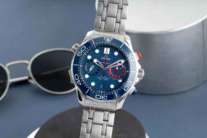  Omega Seamaster Diver 300 M Americas Cup Ref. 210.30.44.51.03.002 B&P 2021 