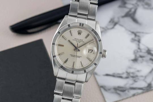 Rolex Oyster Perpetual Date 34 Silver Dial Oyster Edelstahl Automatik Herrenuhr Ref. 1501 Vintage 