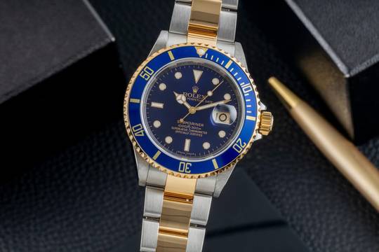  Rolex Submariner Date Stahl / Gold Herrenuhr Blue Dial Ref. 16613 B&P 2008 M-Serie 