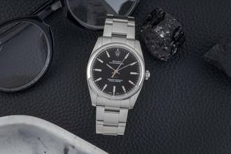 Thumbnail von Rolex Oyster Perpetual 34 Black Dial Stahl Herrenuhr Ref. 114200 Papiere 2020 LC110