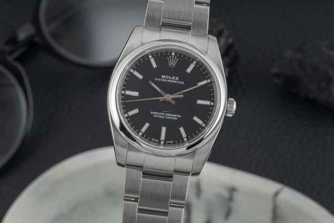 Rolex Oyster Perpetual 34 Siyah Kadran Çelik Erkek Saat Ref. 114200 Evraklar 2020 LC110
