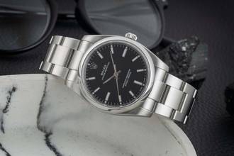 Thumbnail von Rolex Oyster Perpetual 34 Black Dial Stahl Herrenuhr Ref. 114200 Papiere 2020 LC110