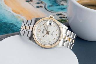 Thumbnail von Tudor Prince Date Stahl / Gold Linen Dial Automatik Ref. 74033 Papiere 2011