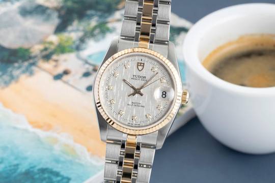 Tudor Prince Date Stahl / Gold Linen Dial Automatik Ref. 74033 Papiere 2011